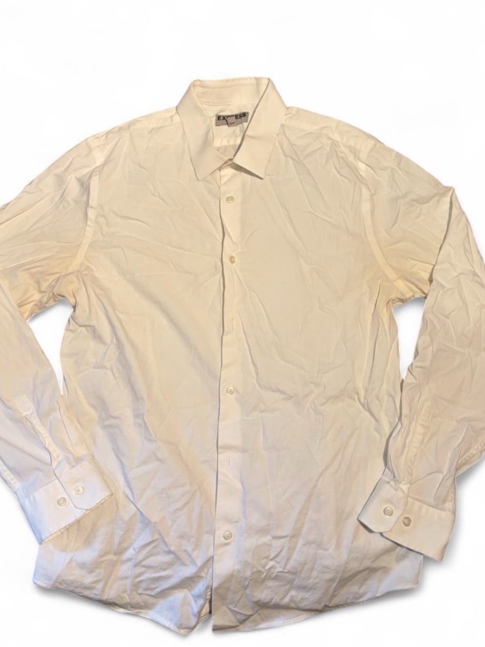 Express Men’s Cream Button-Down Dress Shirt